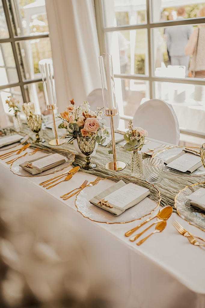 Olive Tischläufer, Tischdekoration, Hochzeitstisch
