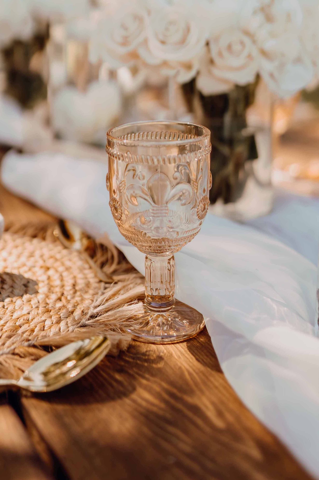 Kelchglas Coral, Beige, Gläser leihen Boho