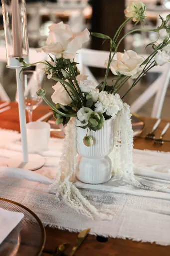 Vase Weiß Geriffelt Klein