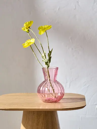 Vase Rosa Geriffelt